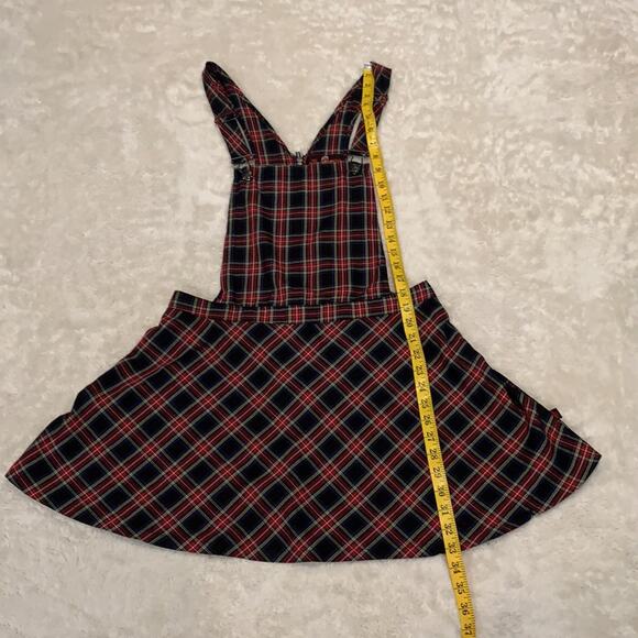 Royal Bones by Daang Goodman red plaid skater jumper overall dress, Large - Picture 4 of 7